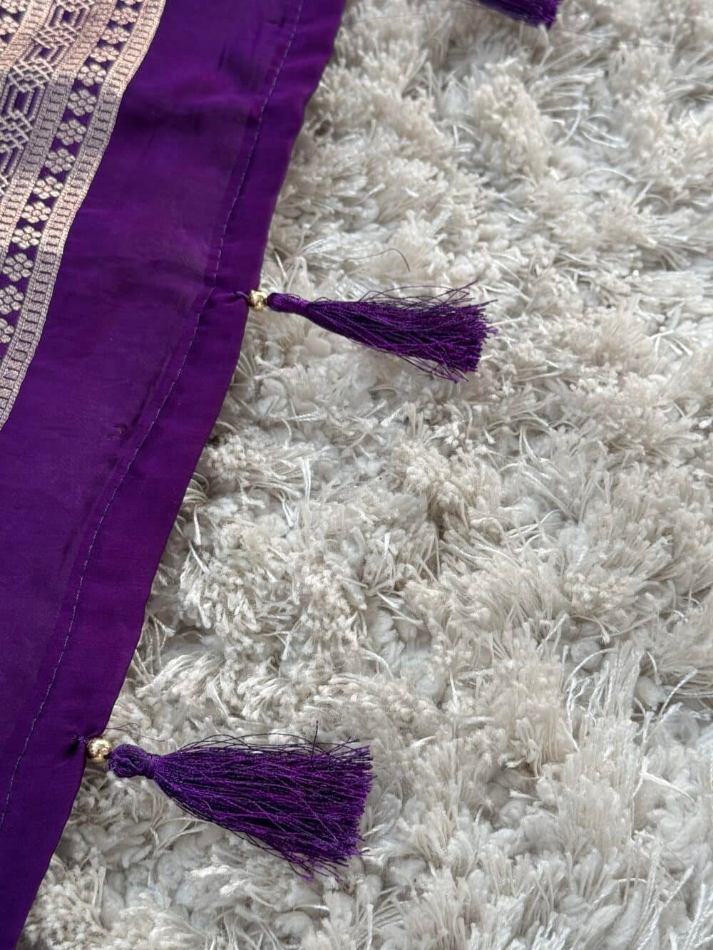 Pure Satin Silk Banarasi Saree - Kanchi Australia's Exclusive - Royal Purple - Image 5