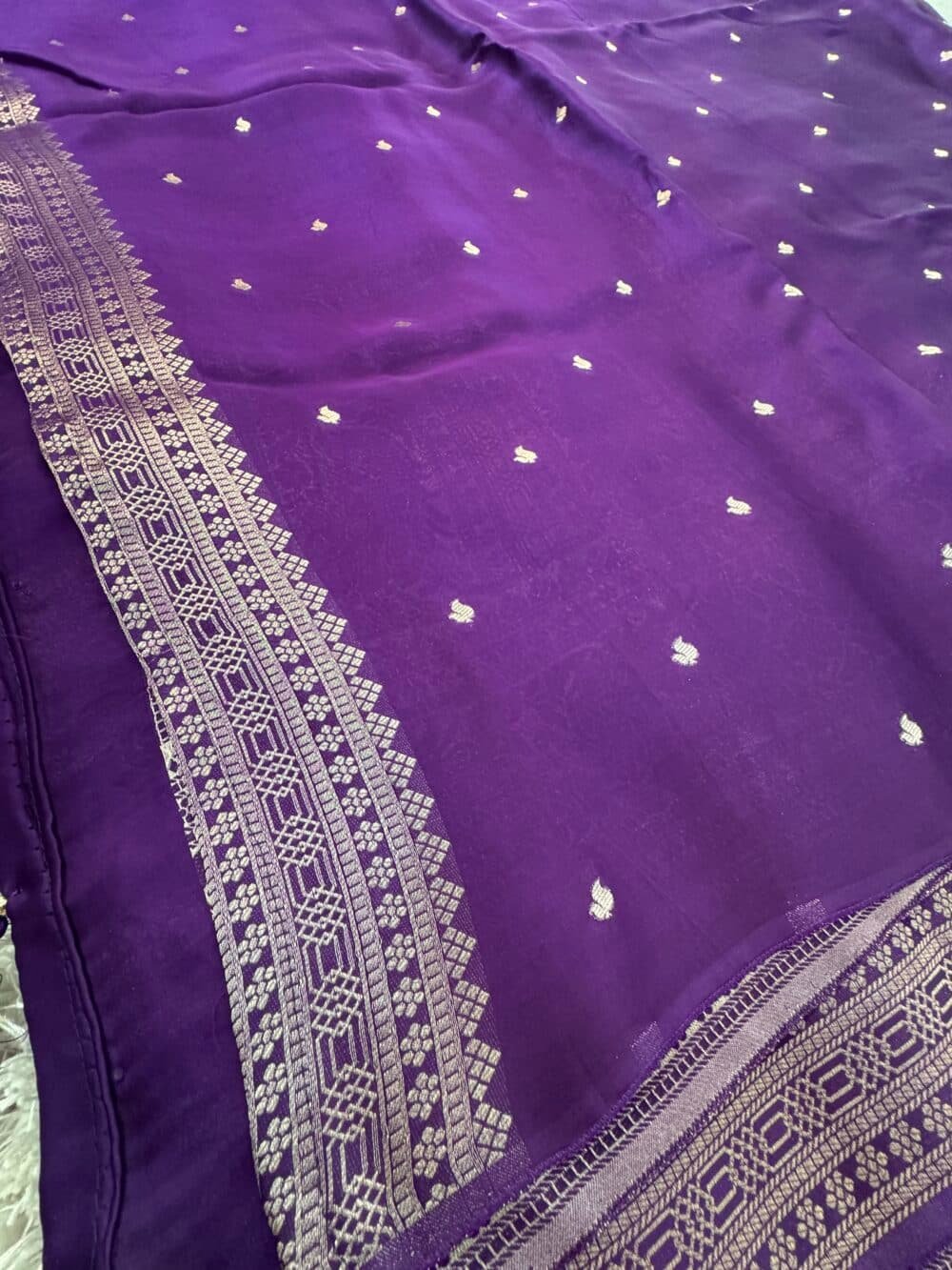Pure Satin Silk Banarasi Saree - Kanchi Australia's Exclusive - Royal Purple - Image 10