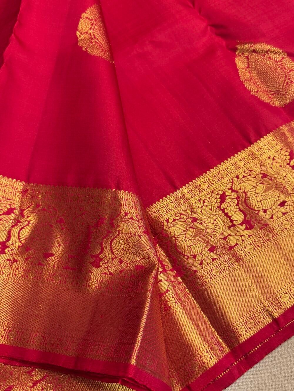 KANJIVARAM PURE SILK SAREE in DEEP RED - Image 12