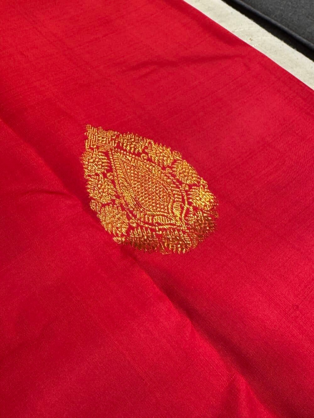 KANJIVARAM PURE SILK SAREE in DEEP RED - Image 11