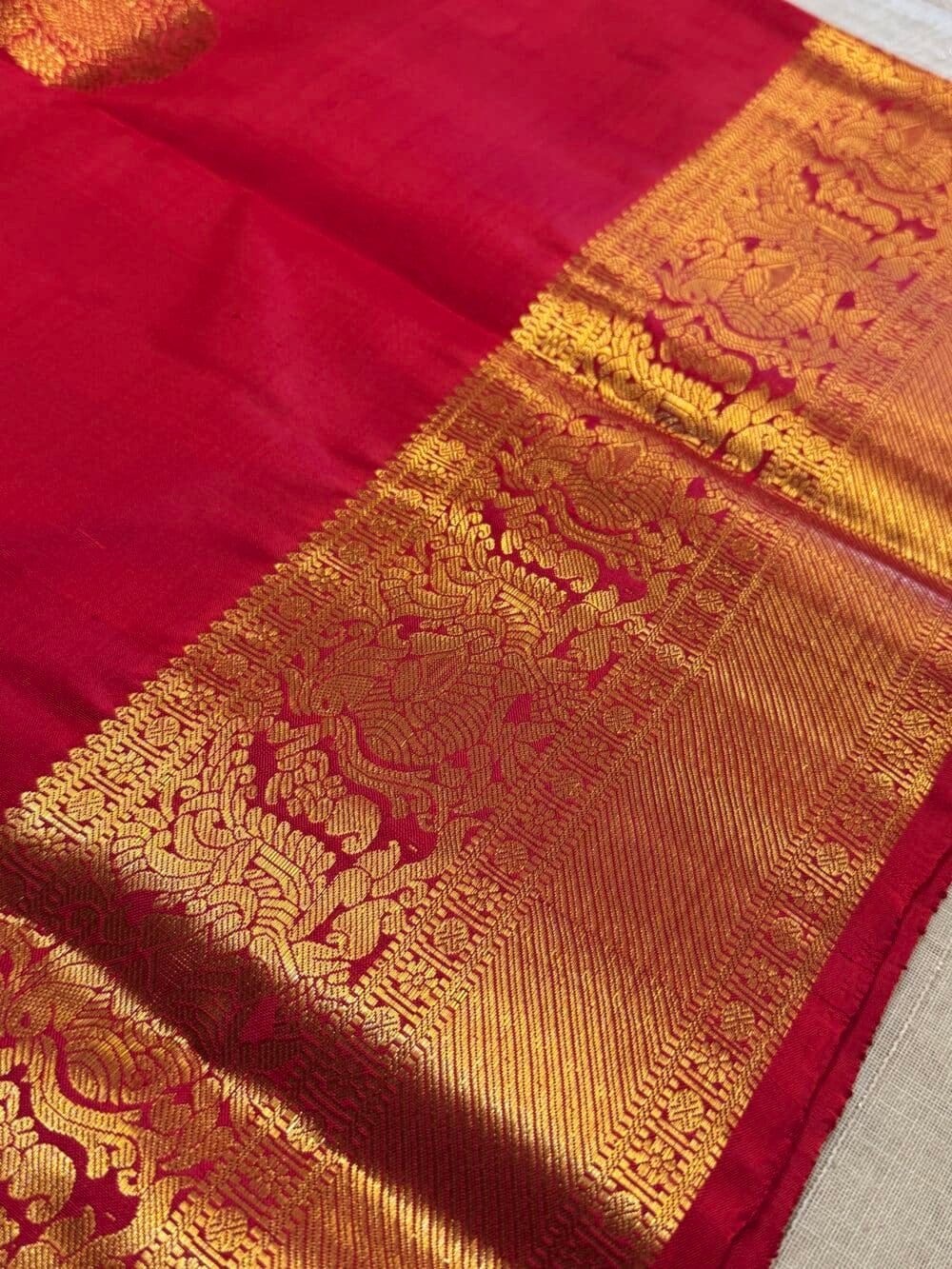 KANJIVARAM PURE SILK SAREE in DEEP RED - Image 9