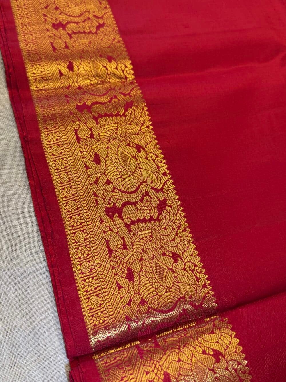 KANJIVARAM PURE SILK SAREE in DEEP RED - Image 8