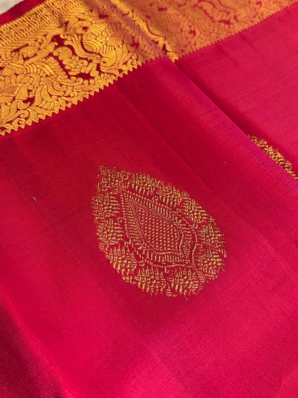 KANJIVARAM PURE SILK SAREE in DEEP RED - Image 6