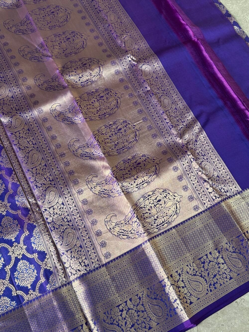 KANJIVARAM PURE Brocade SILK SAREE in Purple - Image 8