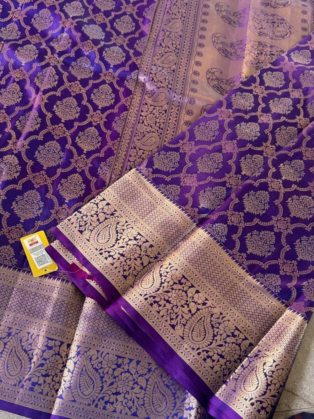 KANJIVARAM PURE Brocade SILK SAREE in Purple - Image 5