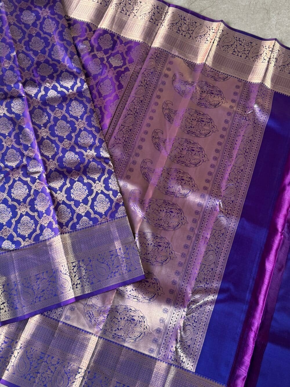 KANJIVARAM PURE Brocade SILK SAREE in Purple - Image 2
