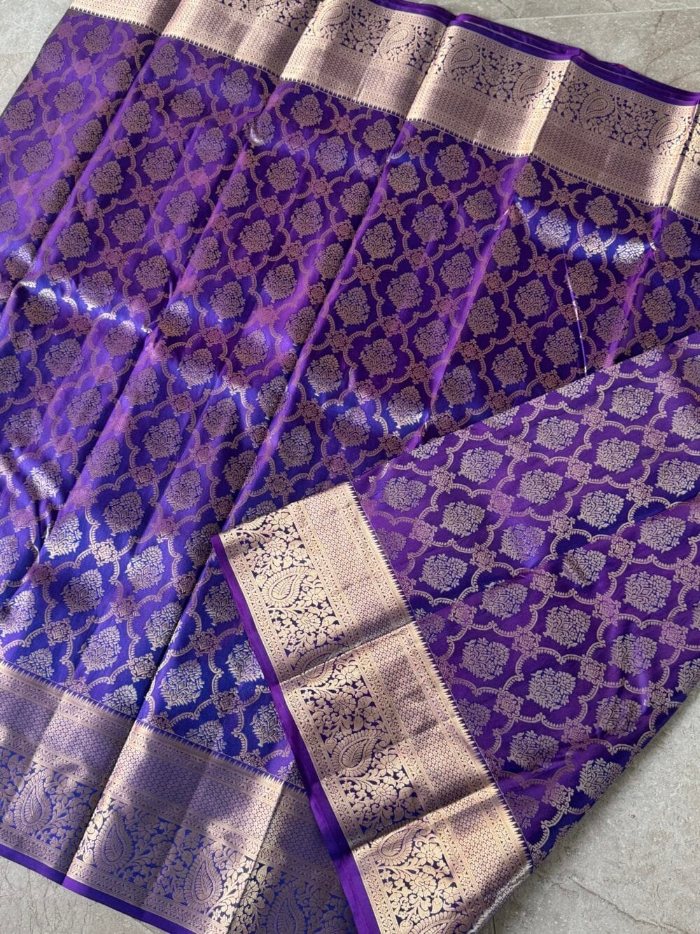 KANJIVARAM PURE Brocade SILK SAREE in Purple - Image 3