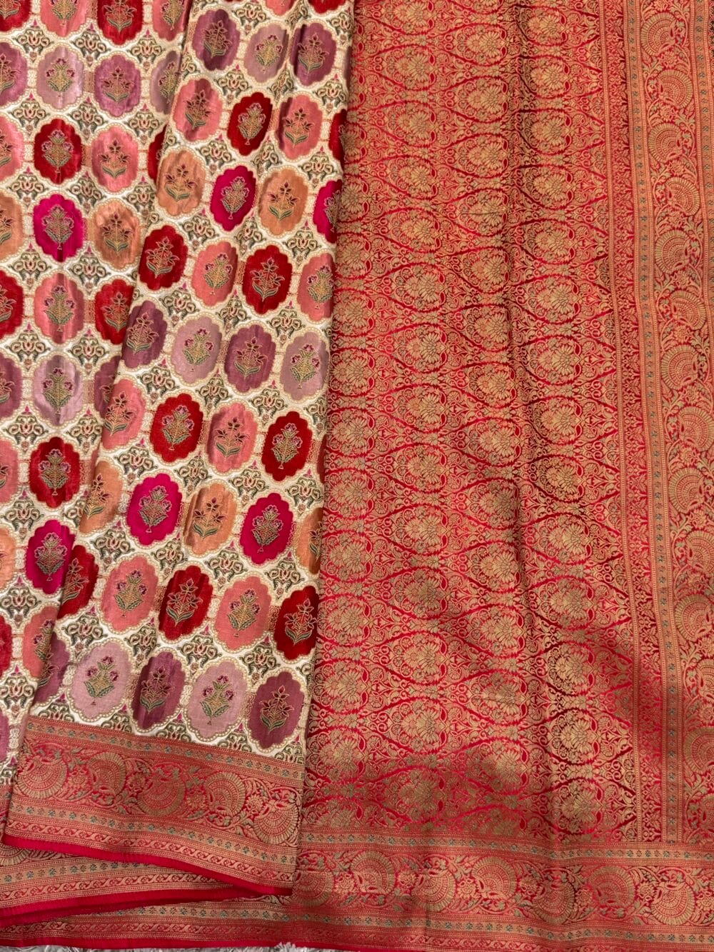 Pure Mashru Satin Silk Banarasi Saree - Kanchi Australia's Exclusive - Peach