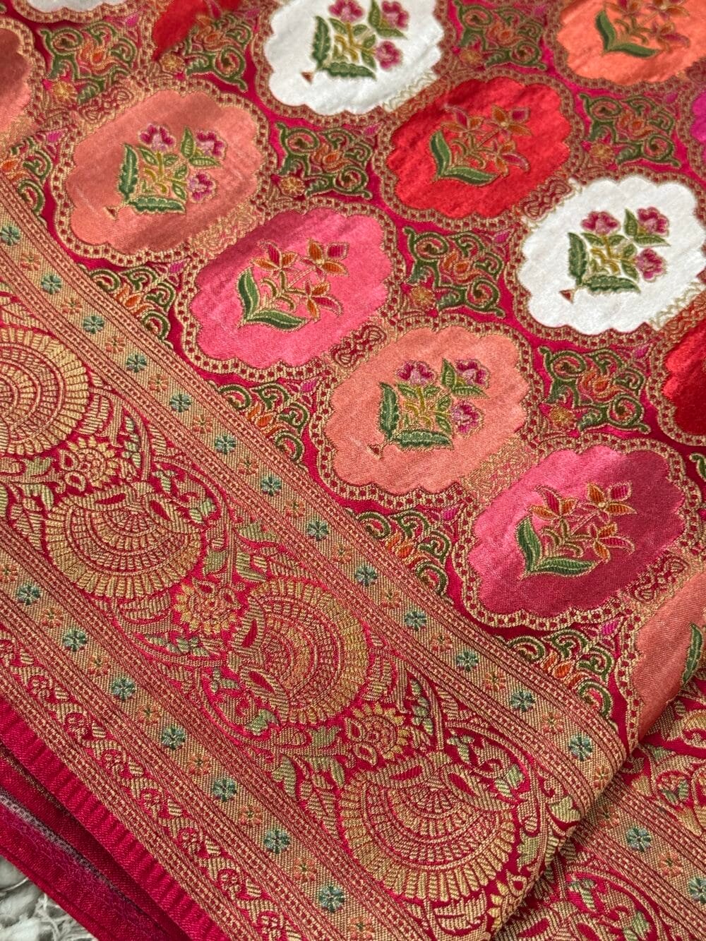 Pure Mashru Satin Silk Banarasi Saree - Kanchi Australia's Exclusive- Pink - Image 8