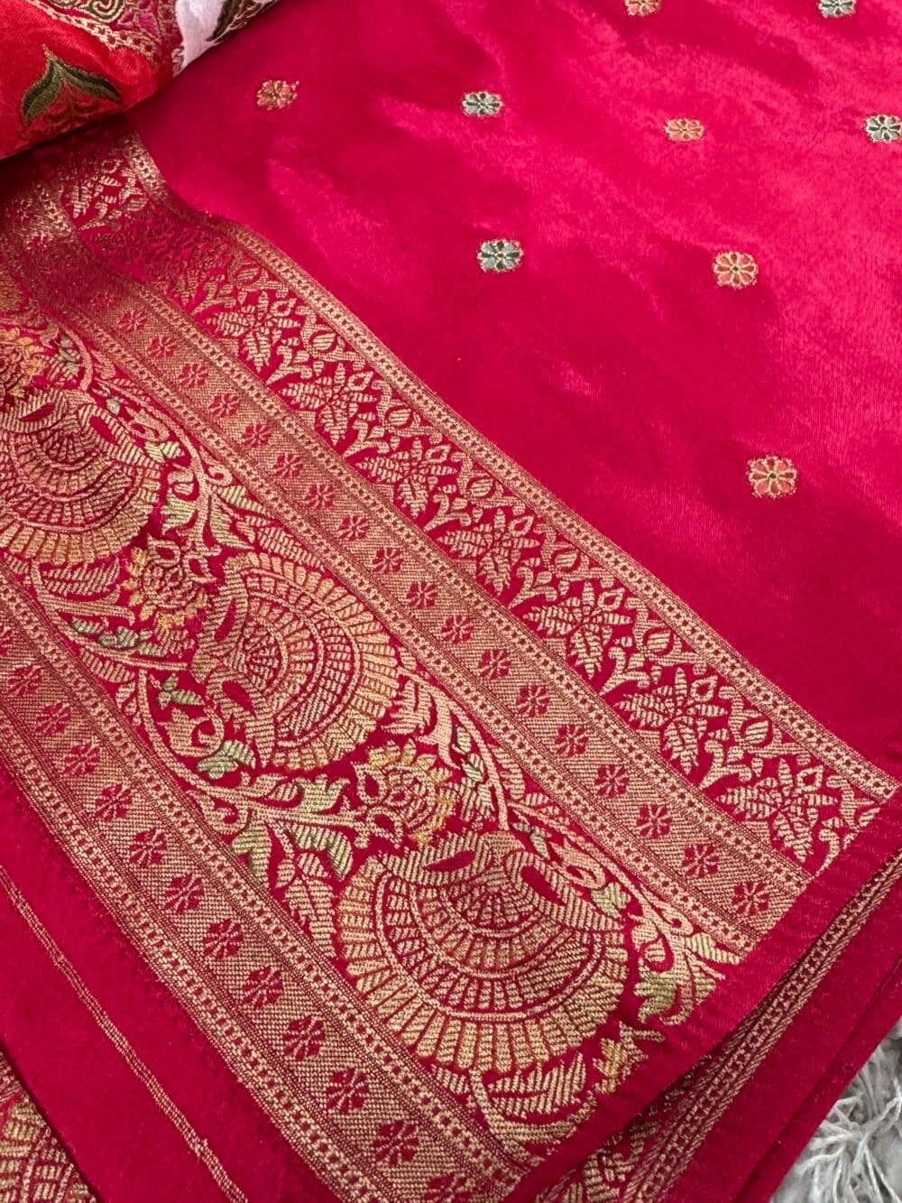 Pure Mashru Satin Silk Banarasi Saree - Kanchi Australia's Exclusive- Pink - Image 10