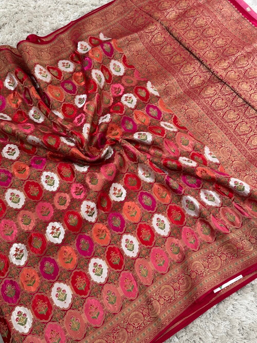 Pure Mashru Satin Silk Banarasi Saree - Kanchi Australia's Exclusive- Pink - Image 3