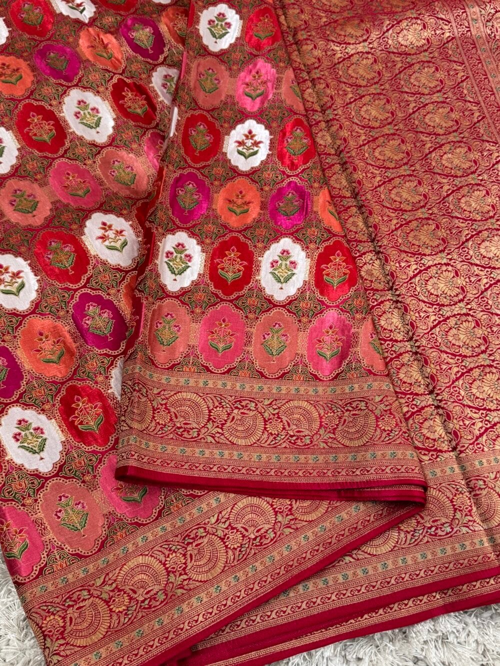Pure Mashru Satin Silk Banarasi Saree - Kanchi Australia's Exclusive- Pink - Image 5