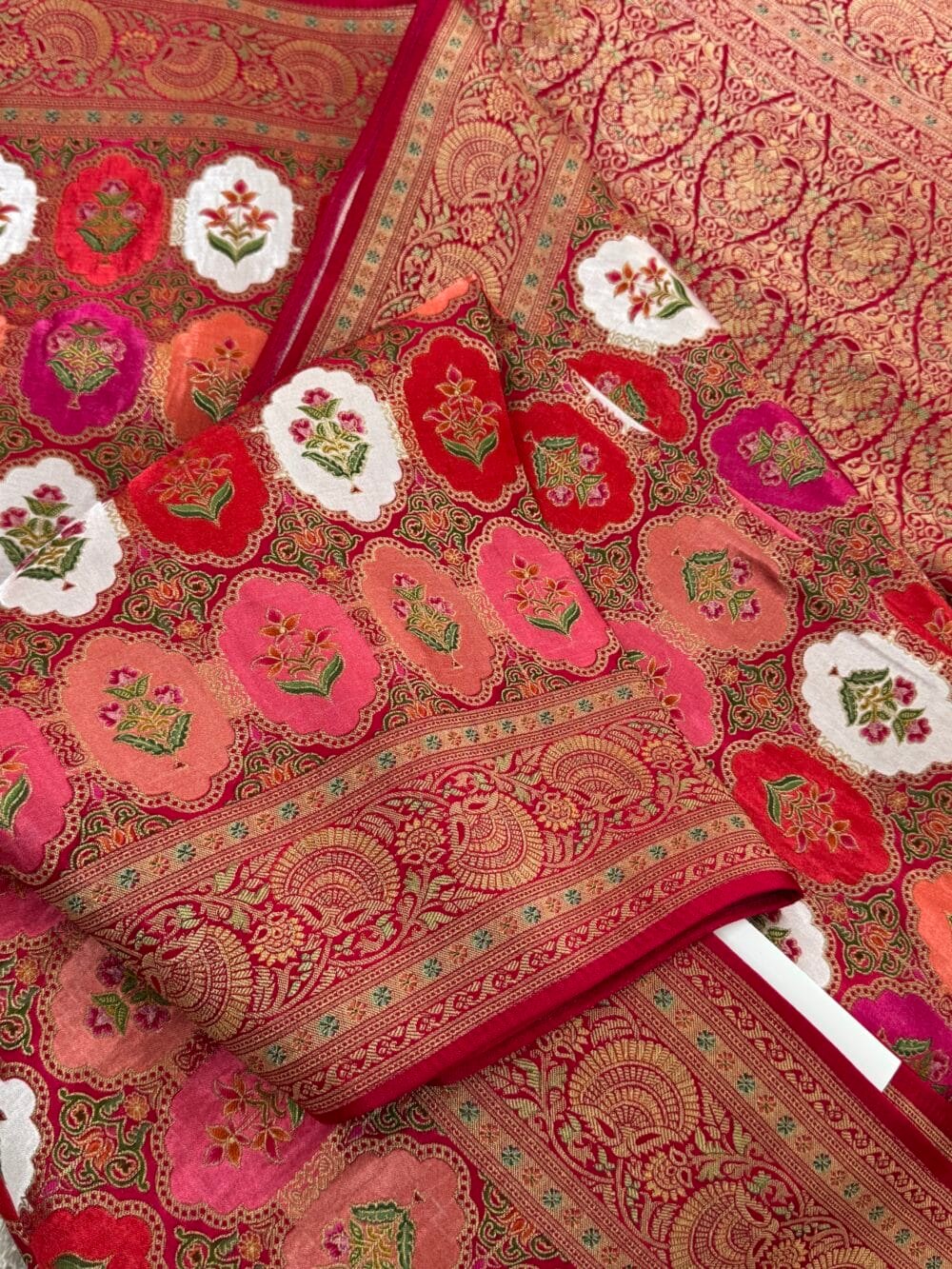Pure Mashru Satin Silk Banarasi Saree - Kanchi Australia's Exclusive- Pink - Image 4