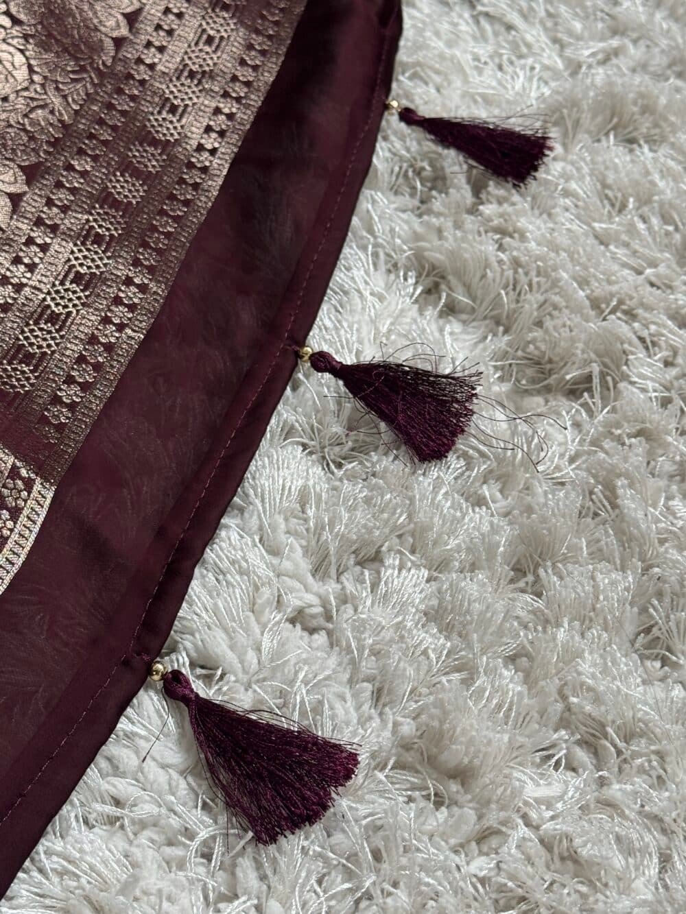 Pure Satin Silk Banarasi Saree - Kanchi Australia's Exclusive - Coffee Brown - Image 7