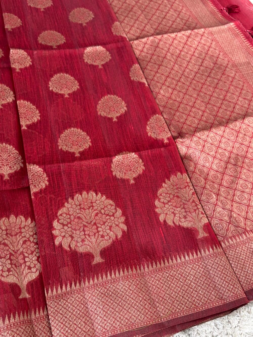 Cotton Silk Saree - Maroon - Image 12