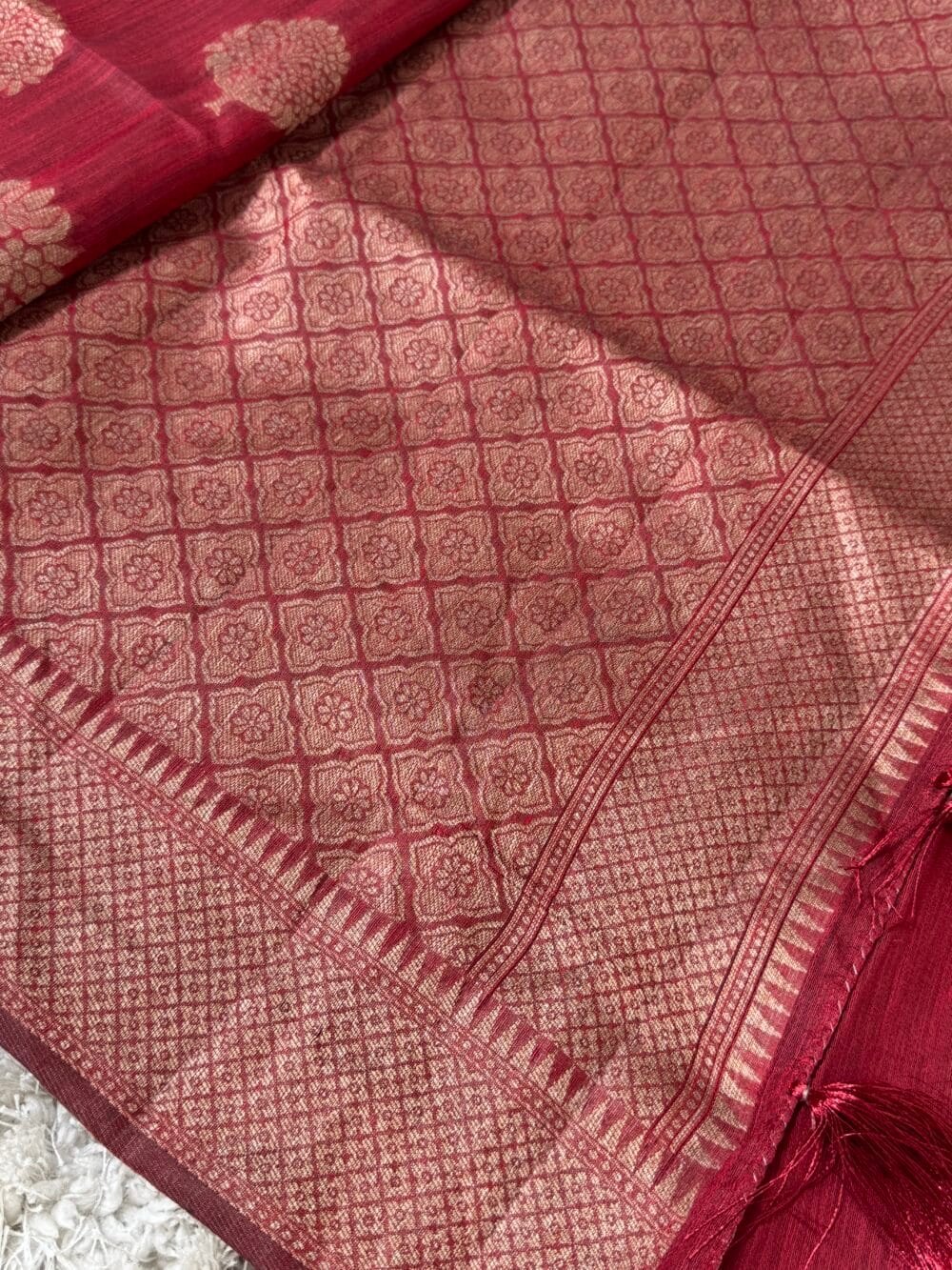Cotton Silk Saree - Maroon - Image 6