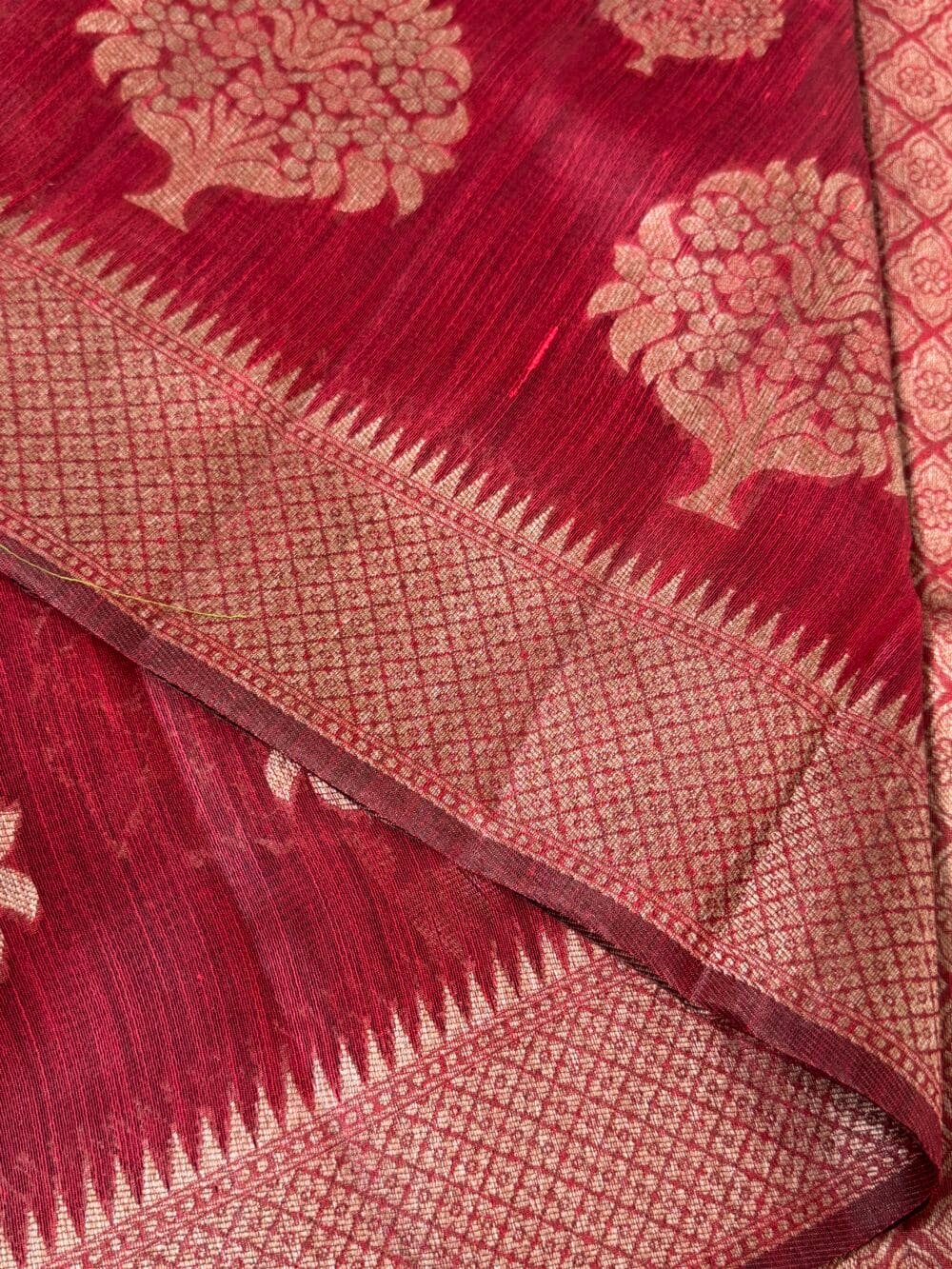 Cotton Silk Saree - Maroon - Image 3