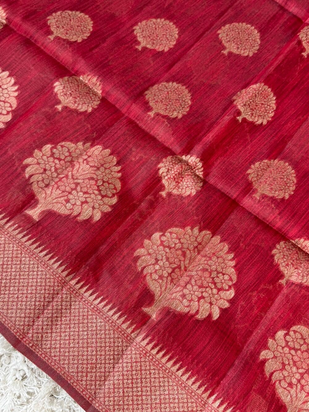 Cotton Silk Saree - Maroon - Image 9