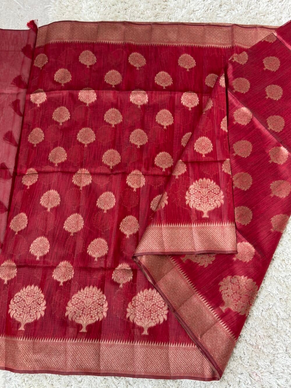 Cotton Silk Saree - Maroon - Image 10