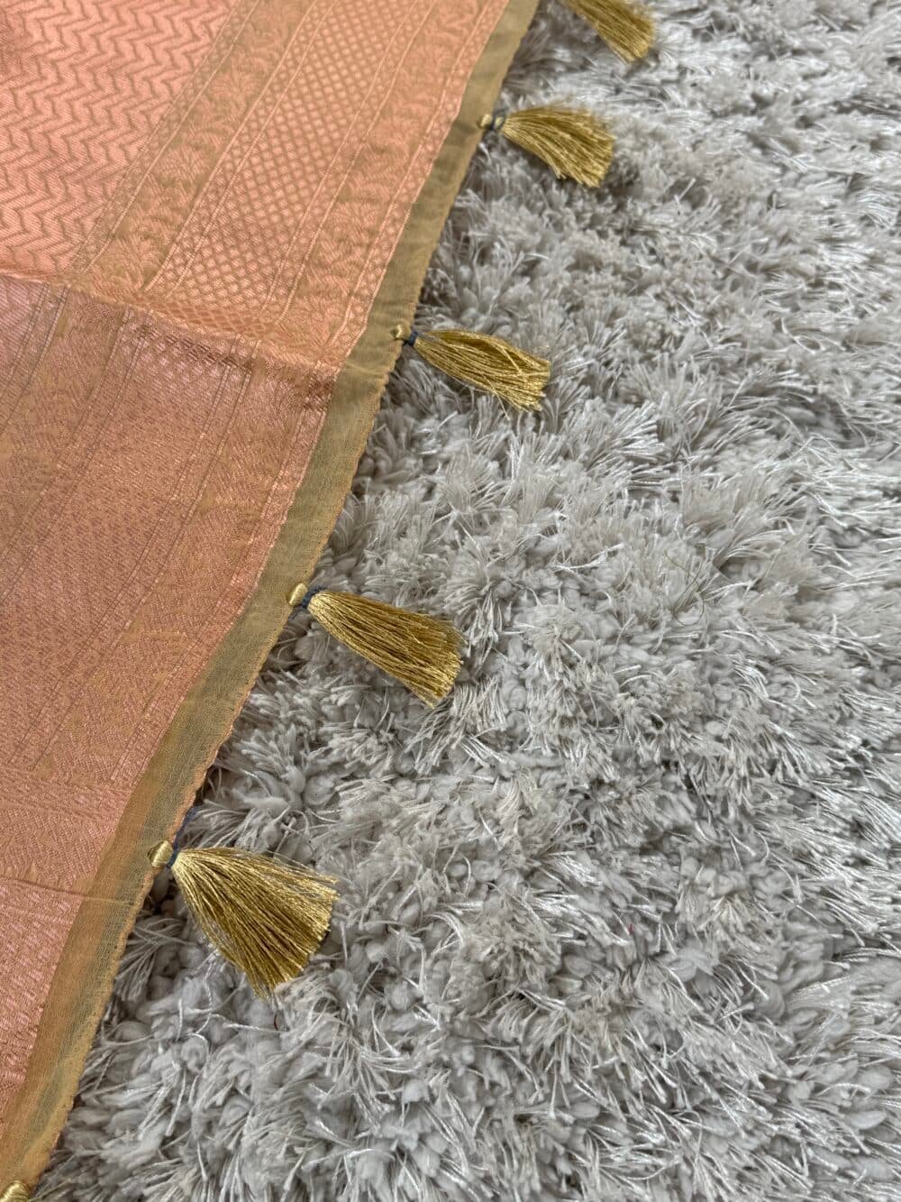 Cotton Silk Saree - Sage green with Rose gold Zari - Image 8